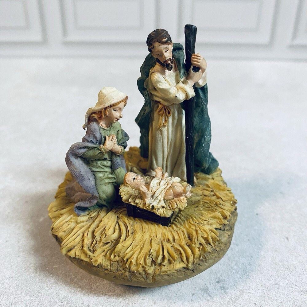 Vintage Home Interiors Miniature Holy Family Nativity Christmas Candle Topper